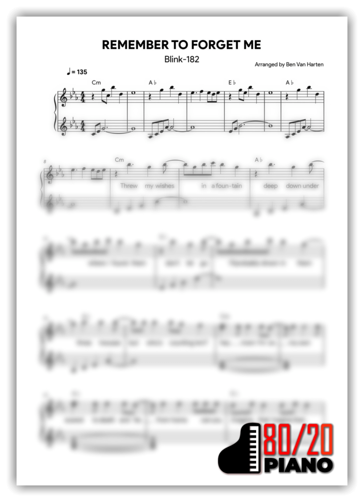 remember-to-forget-me-blink-182-piano-sheet-music